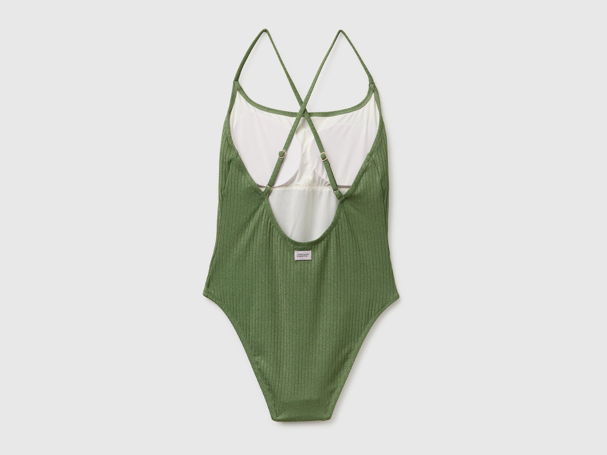 Ribbed one-piece swimsuit with lurex - ucb_image_BS