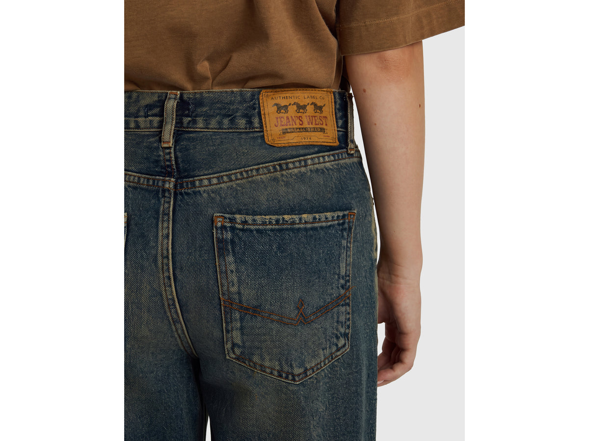 Jeans wide cropped fit efeito vintage - ucb_image_FY