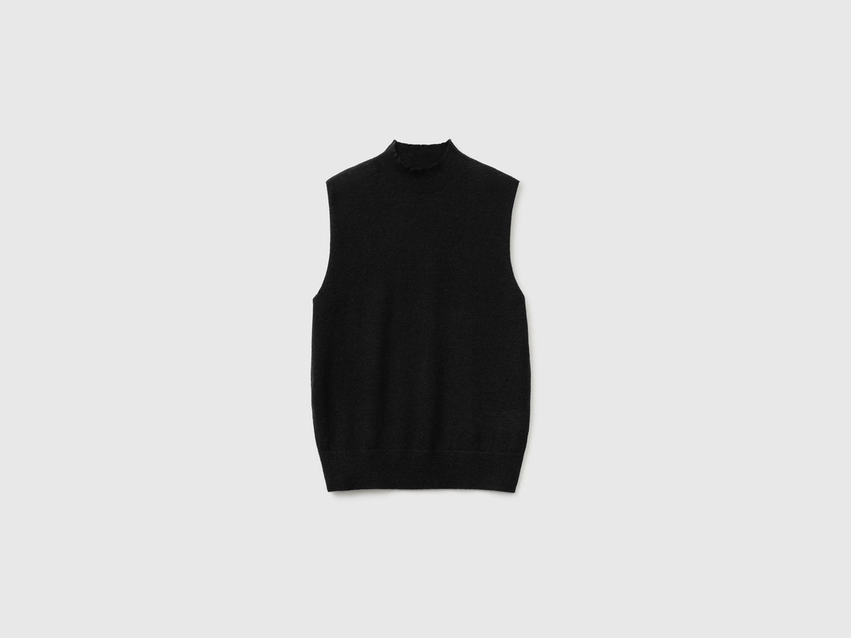 Camisola de gola alta sem mangas em mistura de lã ultraligeira - ucb_image_FS