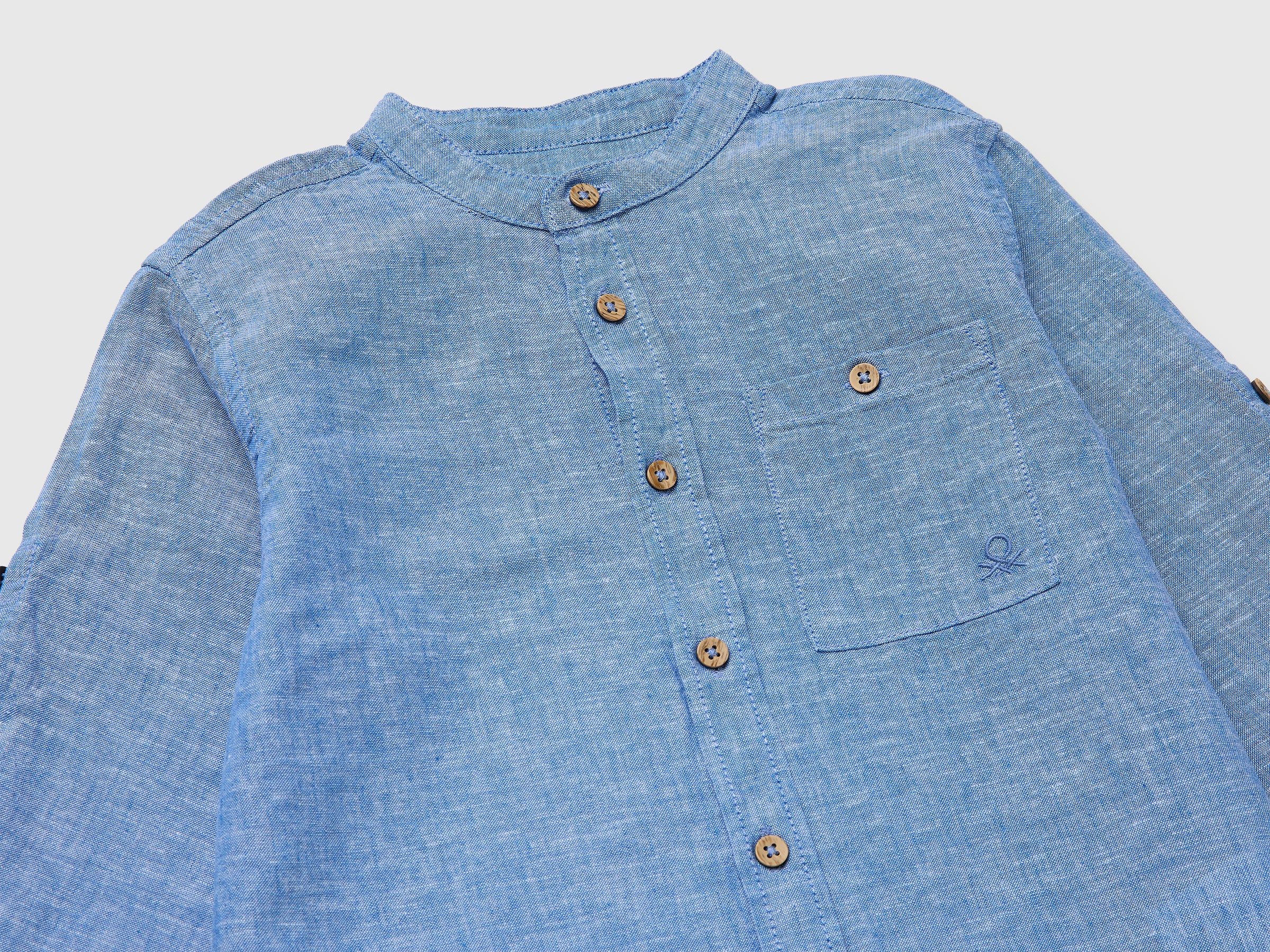Linen blend mandarin collar shirt - ucb_image_DS1