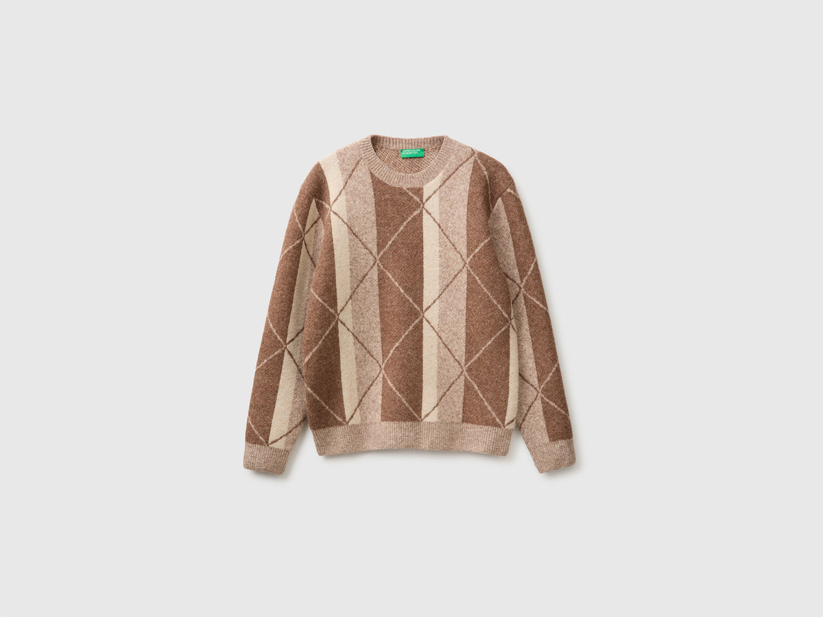 Camisola com riscas e losangos em mistura de lã e alpaca - ucb_image_FS