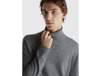 Camisola de gola alta cinzenta em pura lã Merino - ucb_image_FY