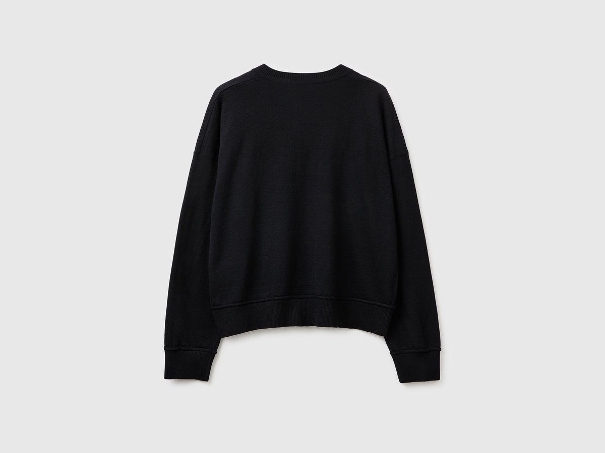Camisola decote em V em algodão e lã - ucb_image_BS