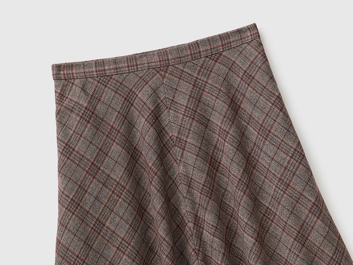 Saia comprida tartan em viscose mista - ucb_image_FY