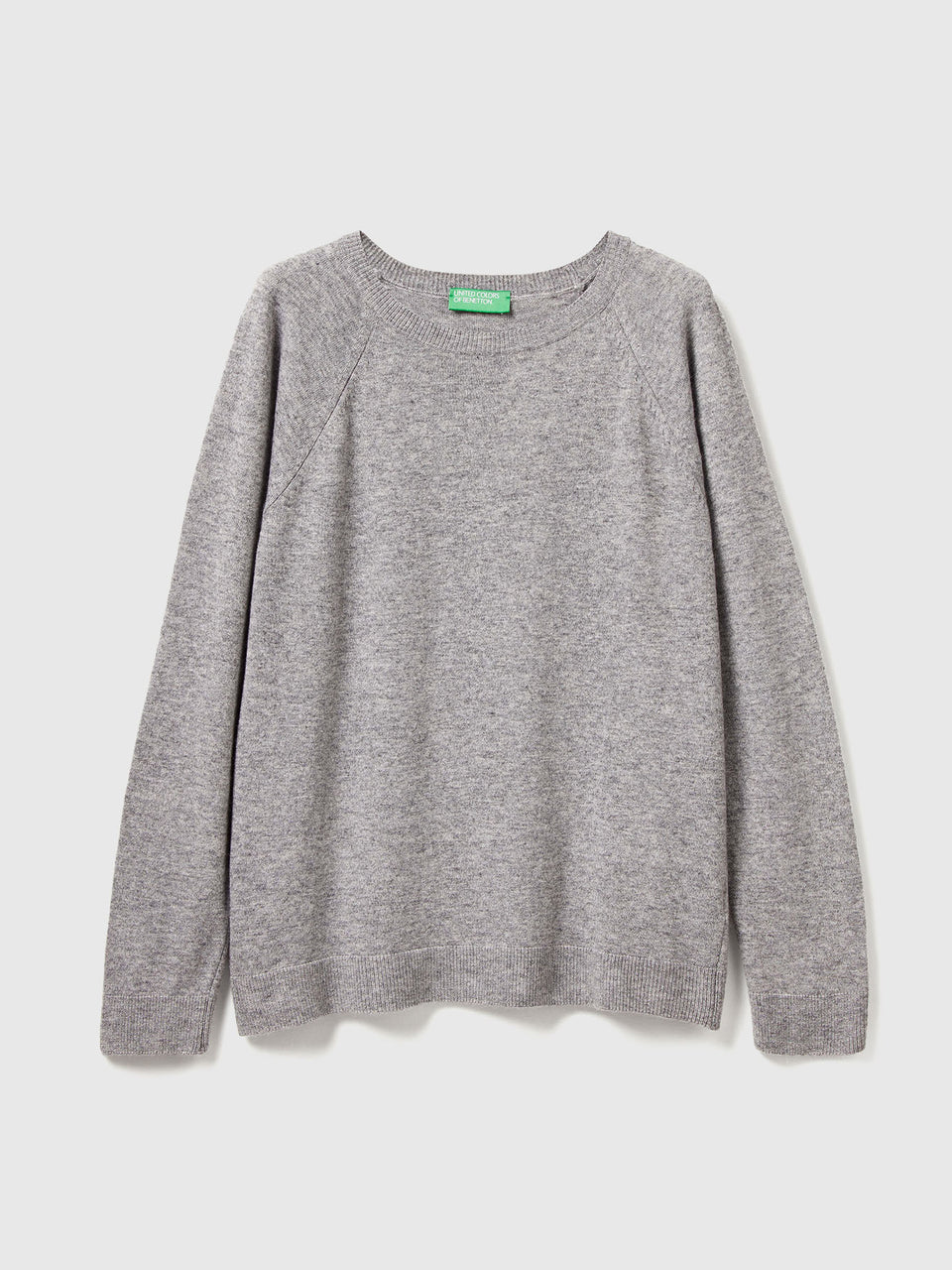 Camisola de gola redonda cinza mélange em mistura de lã e caxemira - ucb_image_FS