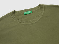 Olive green sweater in tricot cotton - ucb_image_DS1