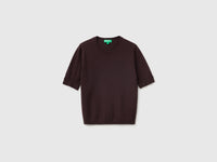 Camisola de manga curta cinza antracite em pura lã Merino     - ucb_image_FS