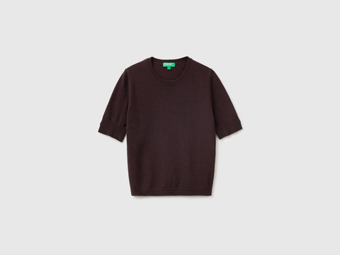 Camisola de manga curta cinza antracite em pura lã Merino     - ucb_image_FS