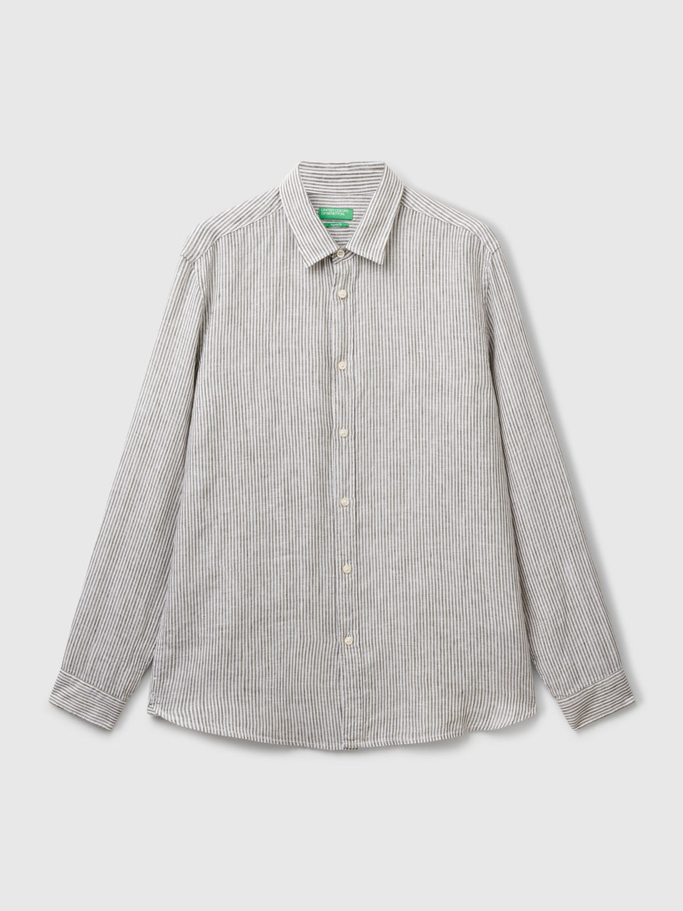 Green and white striped shirt in pure linen - ucb_image_FS