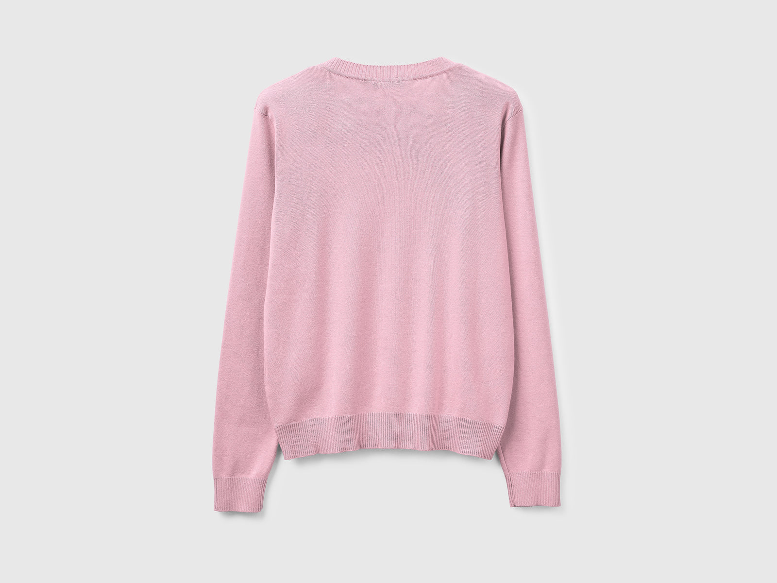 Pink V-neck sweater in tricot cotton - ucb_image_BS