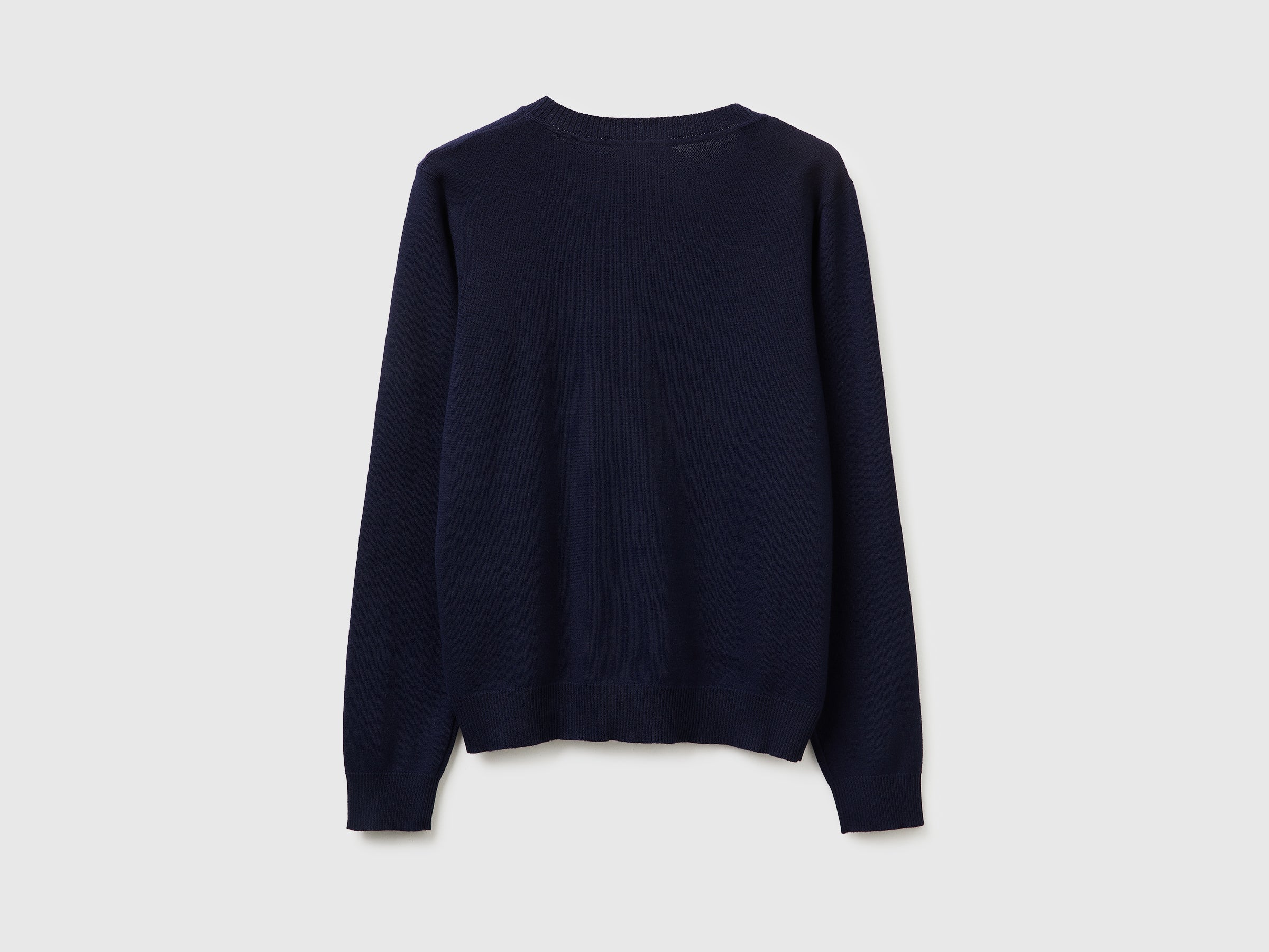 Dark blue V-neck sweater in tricot cotton - ucb_image_BS