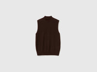 Camisola de gola alta sem mangas em mistura de lã ultraligeira - ucb_image_FS
