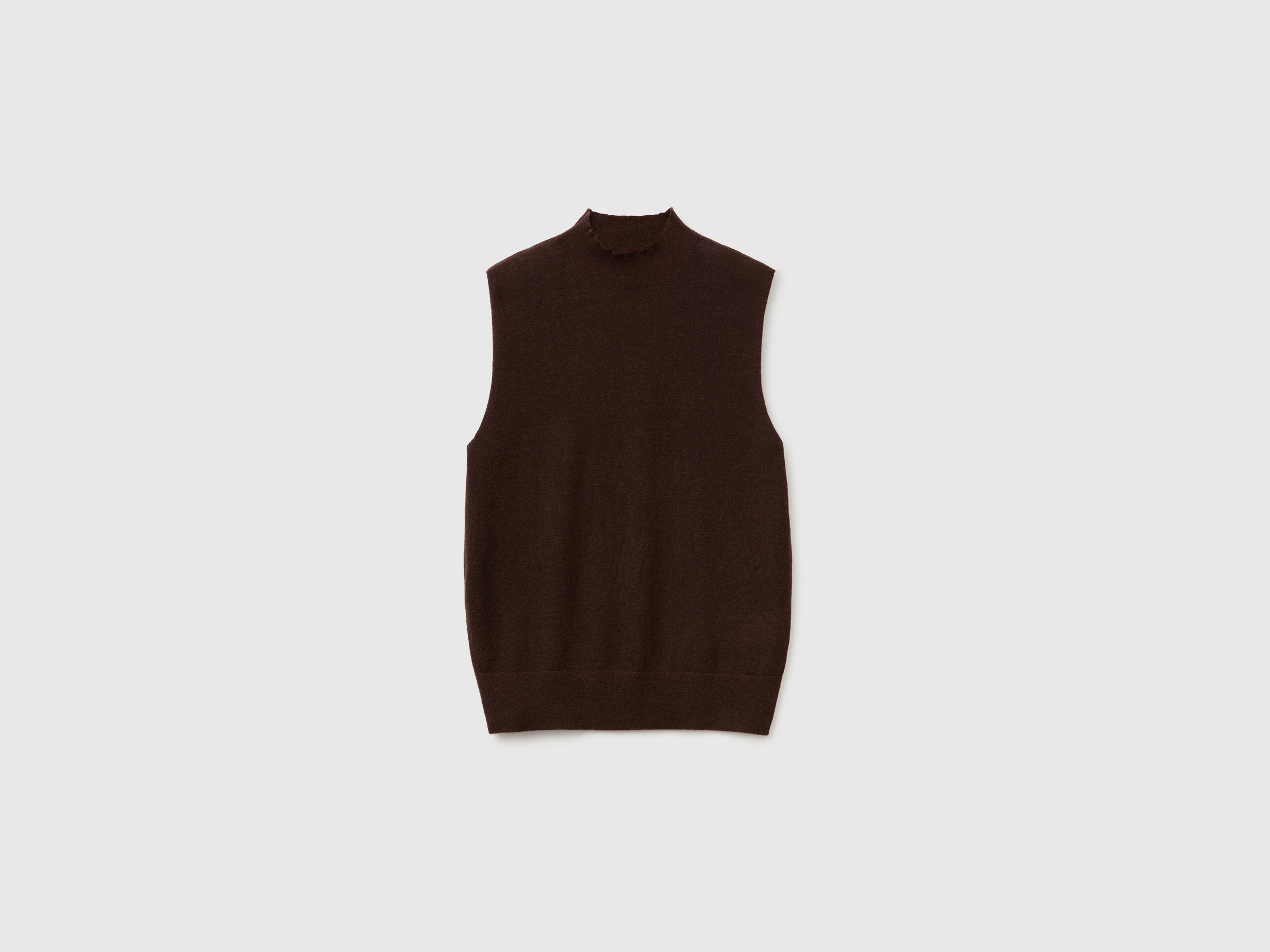 Camisola de gola alta sem mangas em mistura de lã ultraligeira - ucb_image_FS