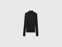 Camisola de gola alta canelada em mistura de seda e lã - ucb_image_BS