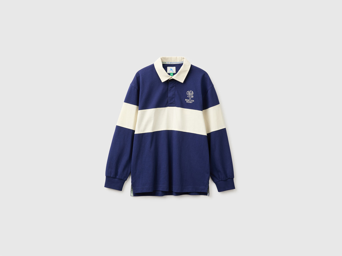 Polo azul-escuro Benetton Rugby em algodão orgânico - ucb_image_FS