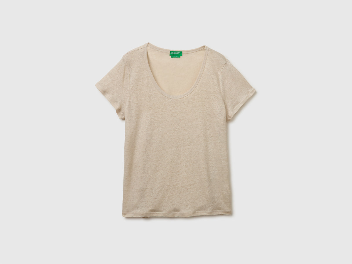 Round-neck T-shirt in pure linen - ucb_image_FS