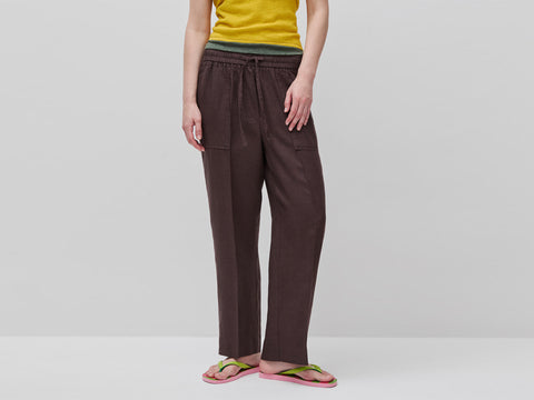 Calças em linho puro com elástico - ucb_image_F