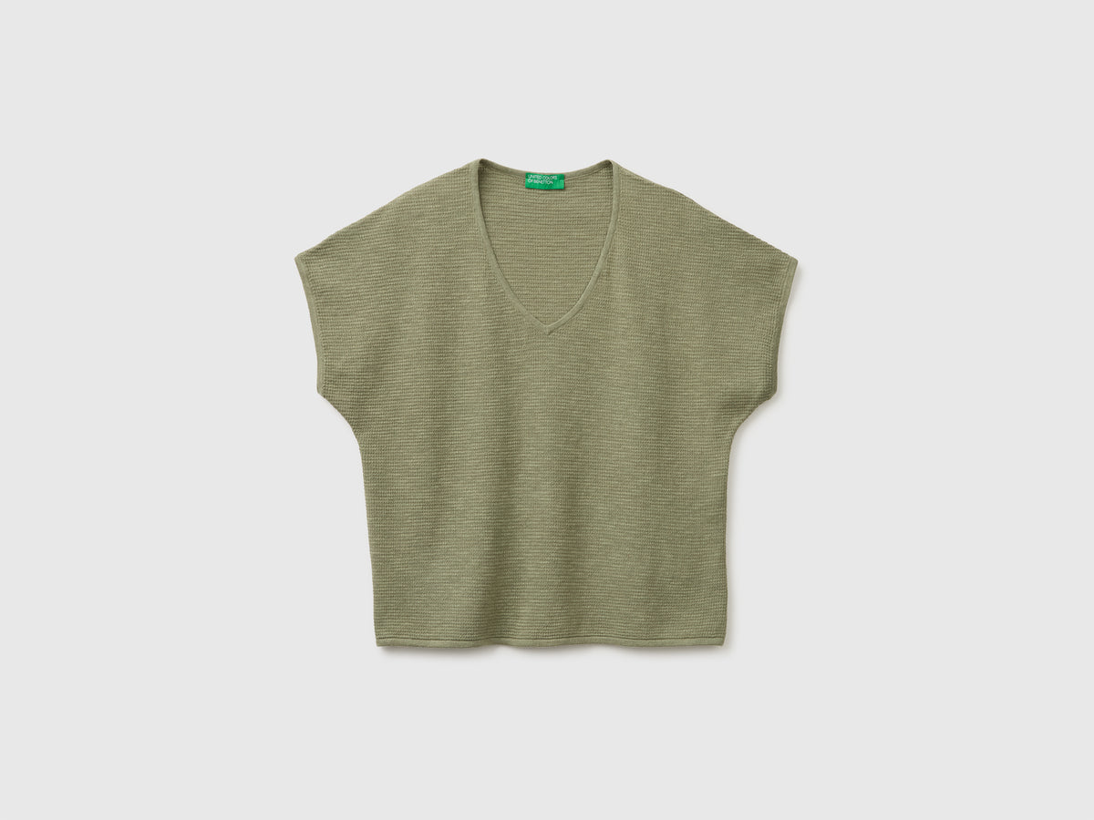 V-neck sweater in linen blend - ucb_image_FS