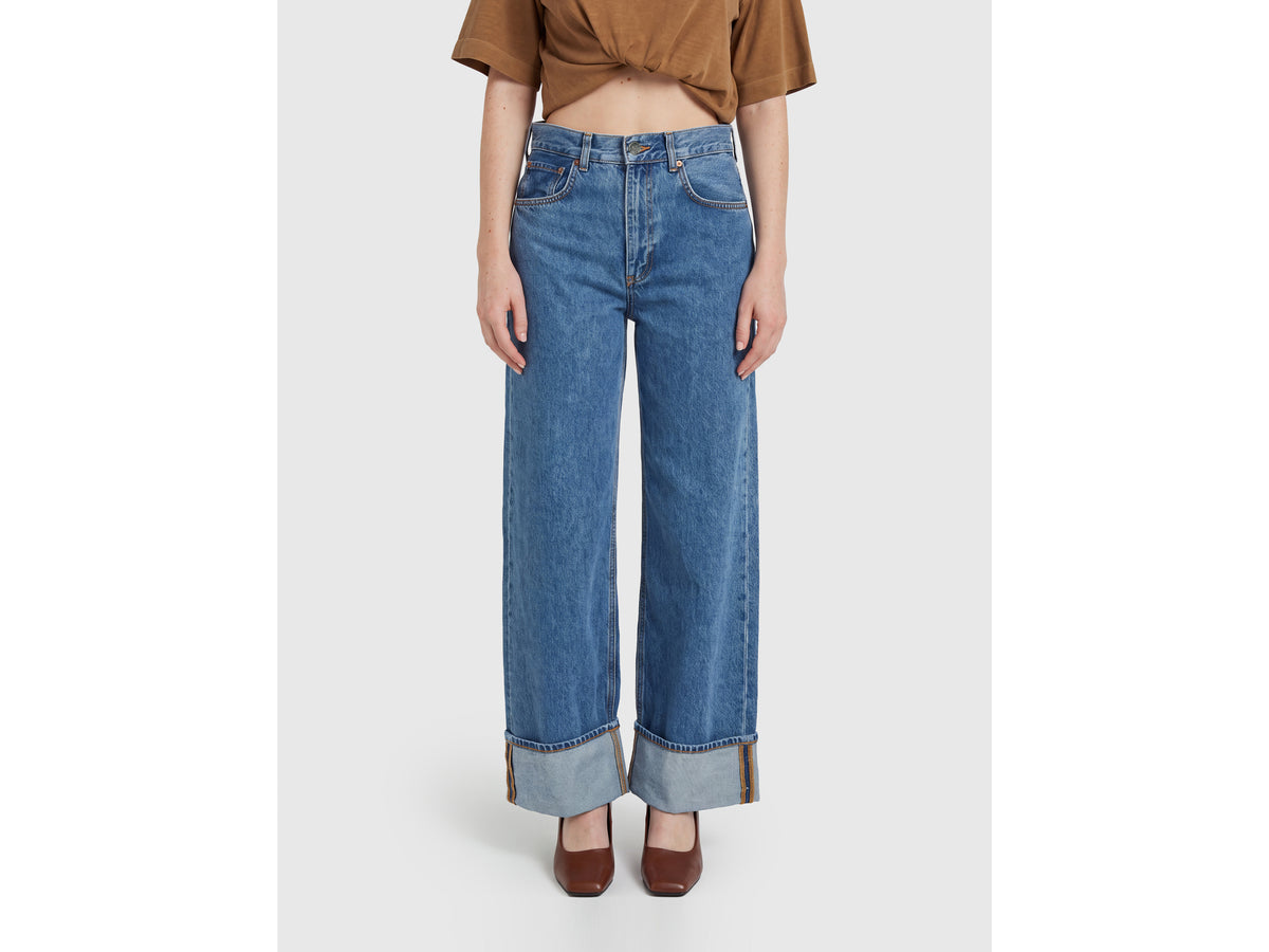 Jeans cropped com dobra lavagem clara - ucb_image_F