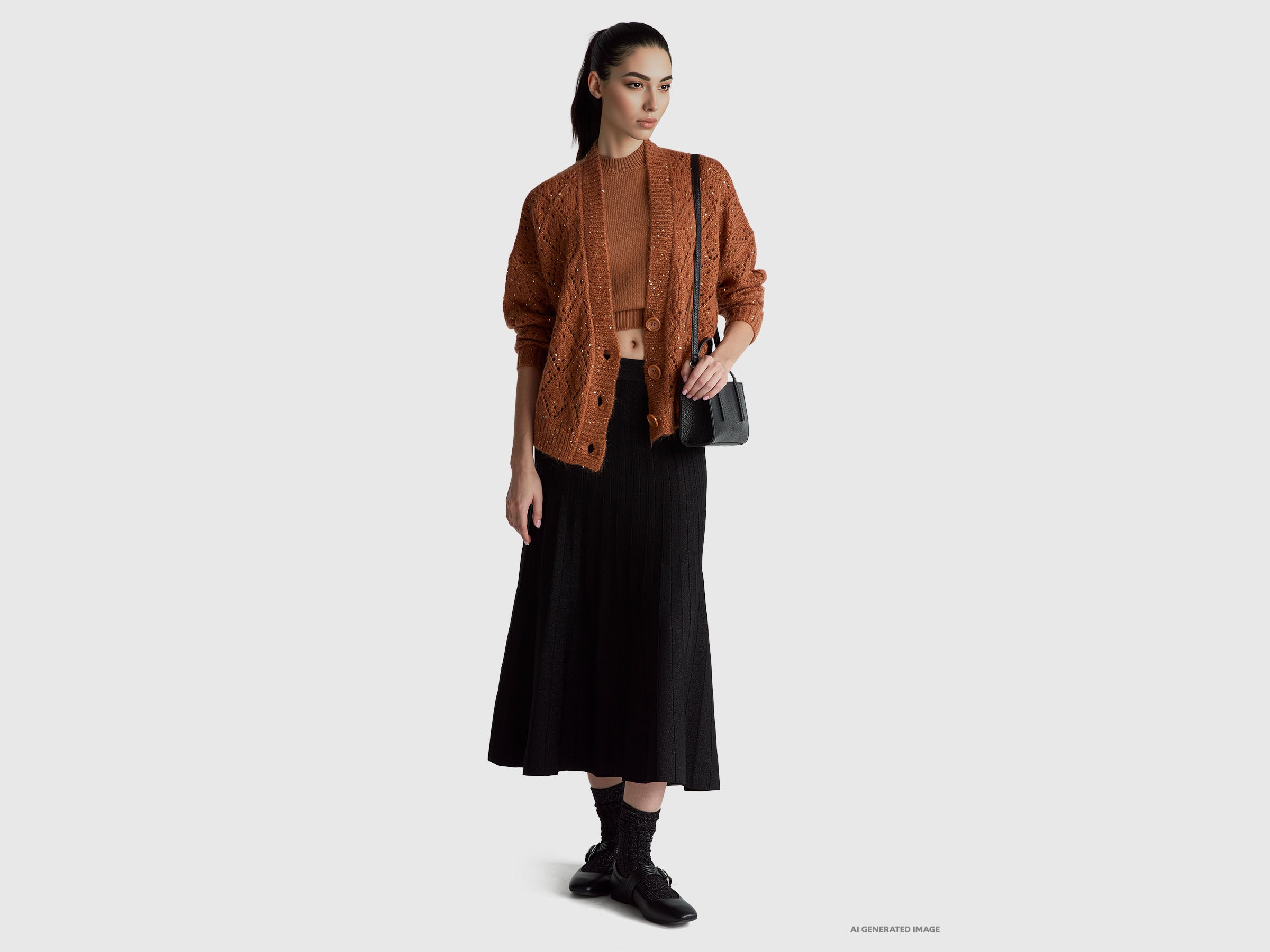 Saia de malha plissada com lurex - ucb_image_FY