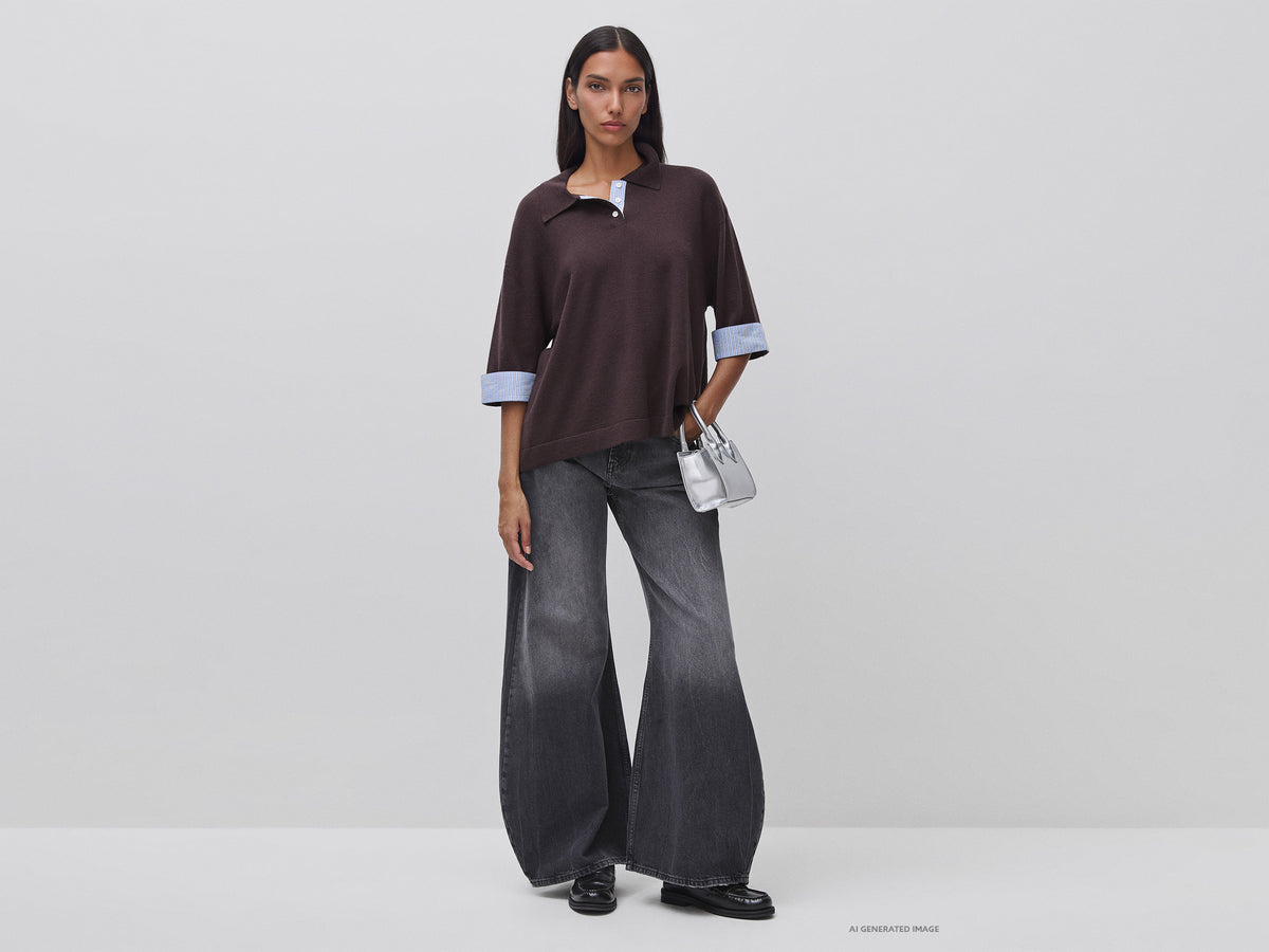 Wool blend polo shirt