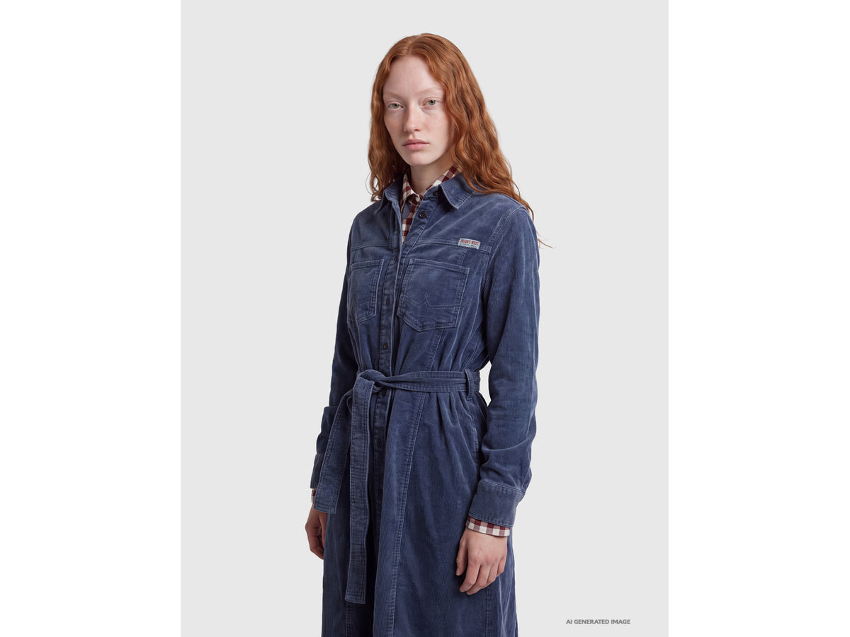 Vintage wash corduroy shirt dress
