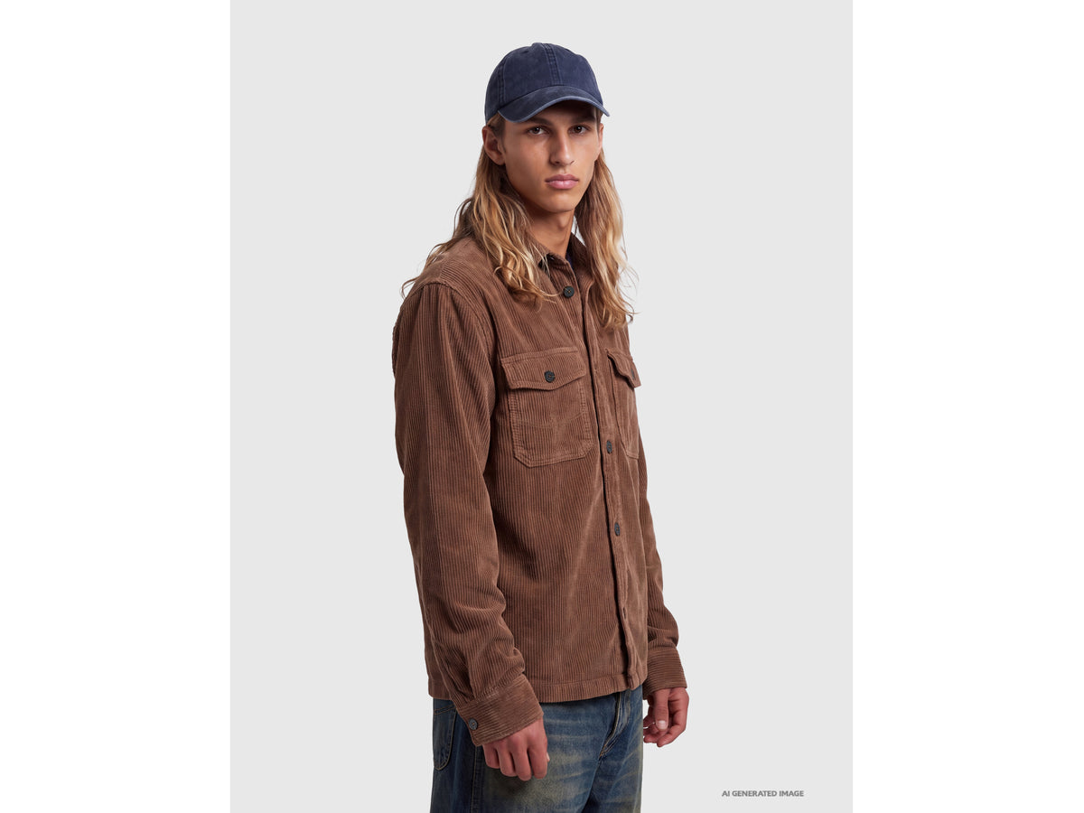 Used-effect corduroy shirt