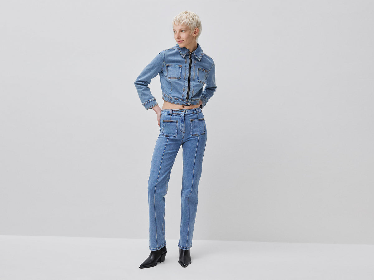 Flare jeans with ribbing