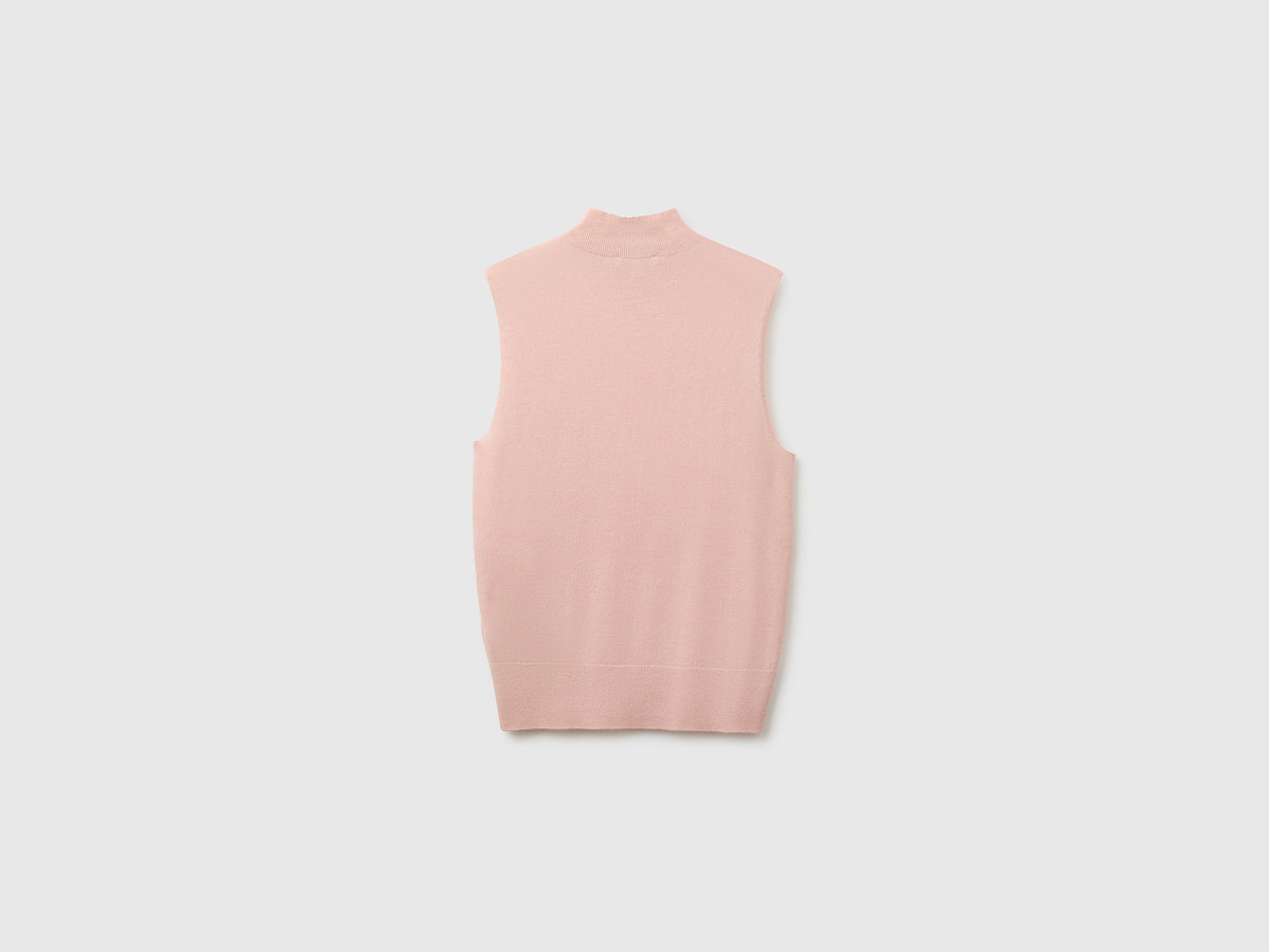 Camisola de gola alta sem mangas em mistura de lã ultraligeira - ucb_image_BS