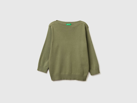 Olive green sweater with boat neck - ucb_image_FS