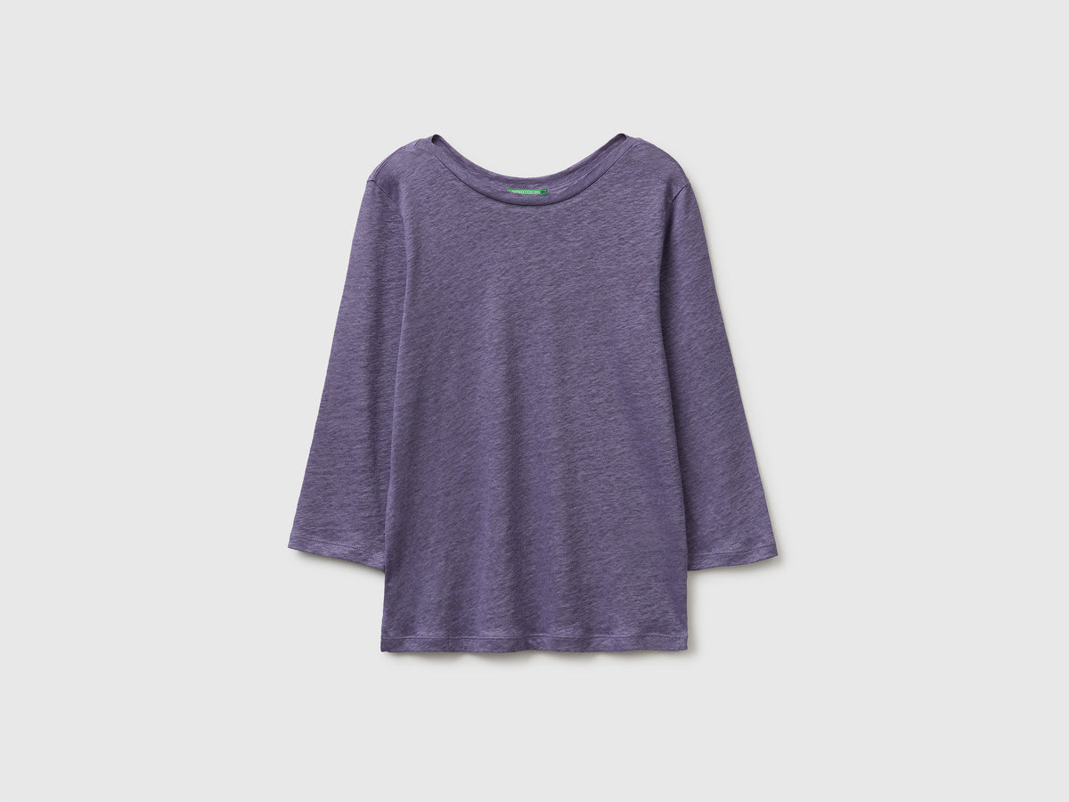 Boat-neck T-shirt in pure linen - ucb_image_FS