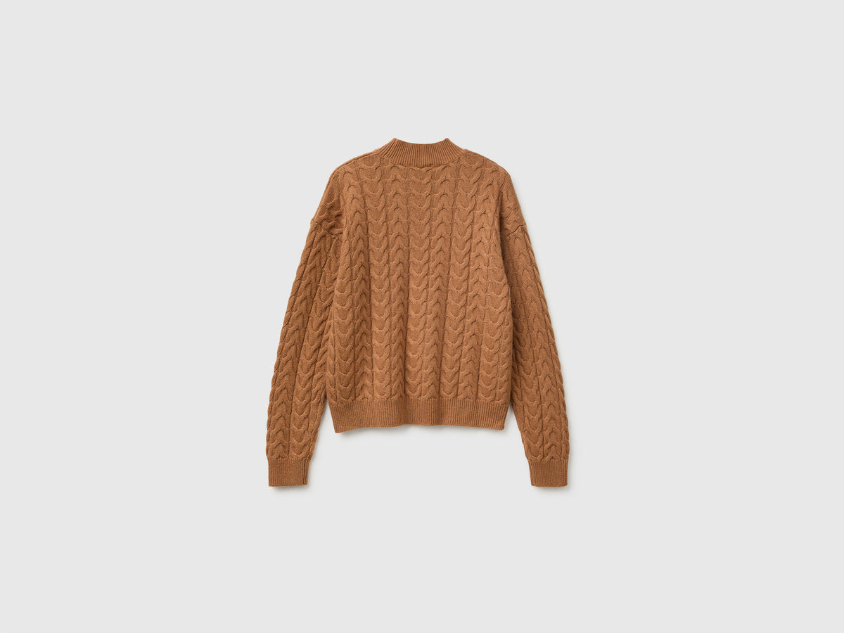 Camisola de gola alta com tranças em mistura de lã e caxemira - ucb_image_BS