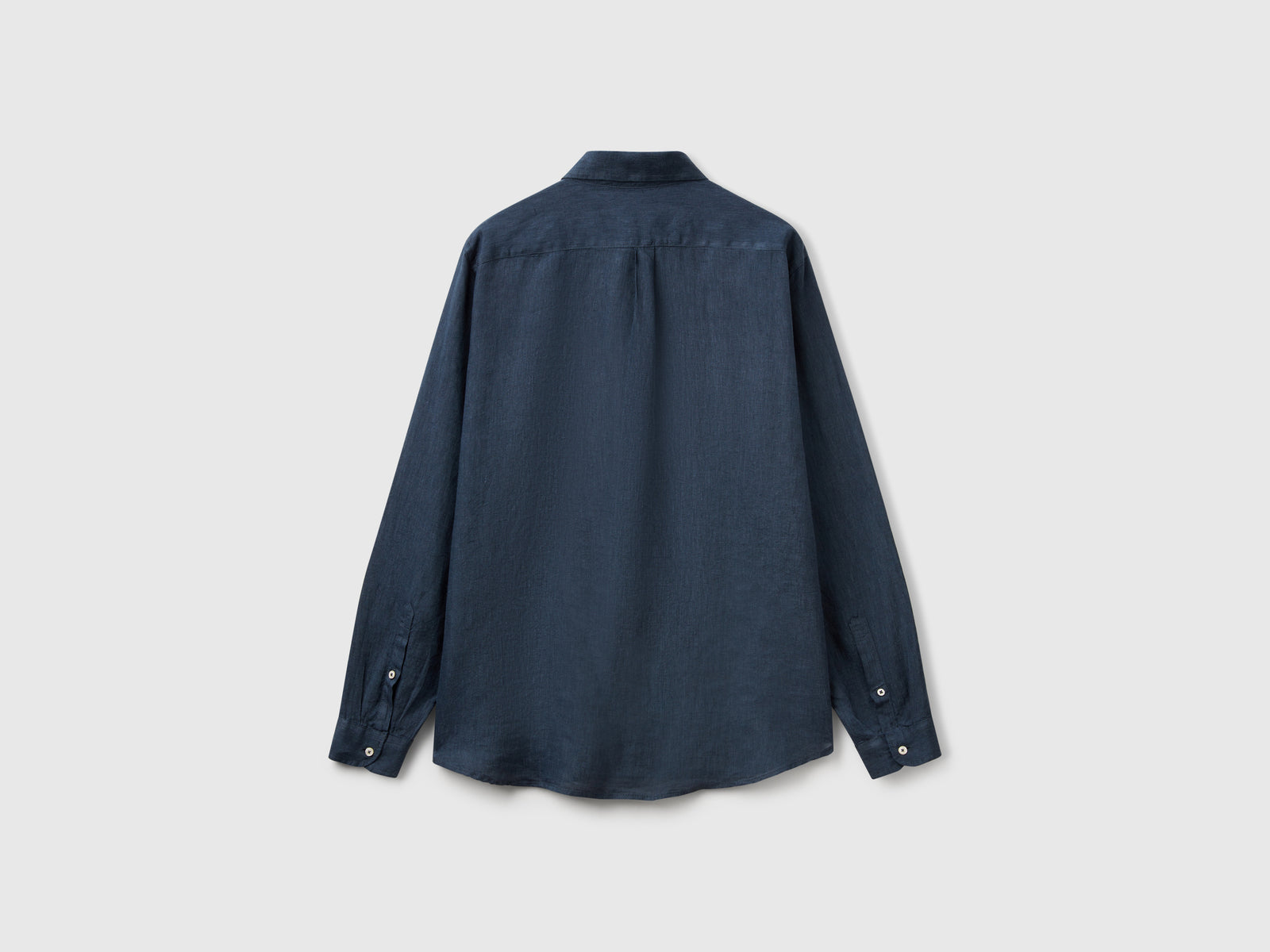 Midnight blue patterned shirt in pure linen - ucb_image_BS