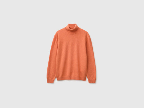 Camisola de gola alta alaranjada em pura lã Merino - ucb_image_FS