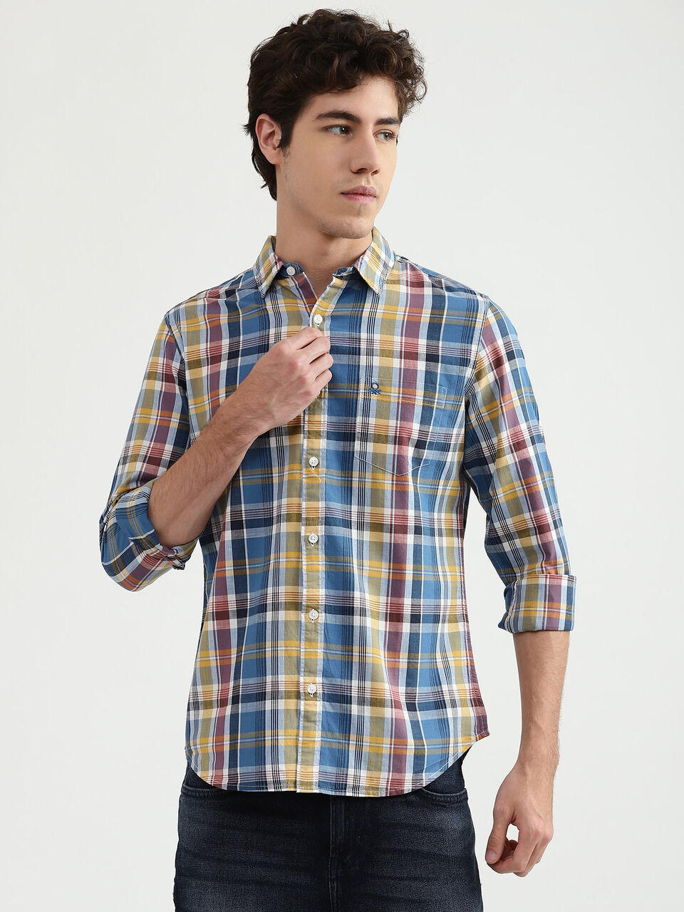 Full Sleeves Multicolour Check Shirt image number null
