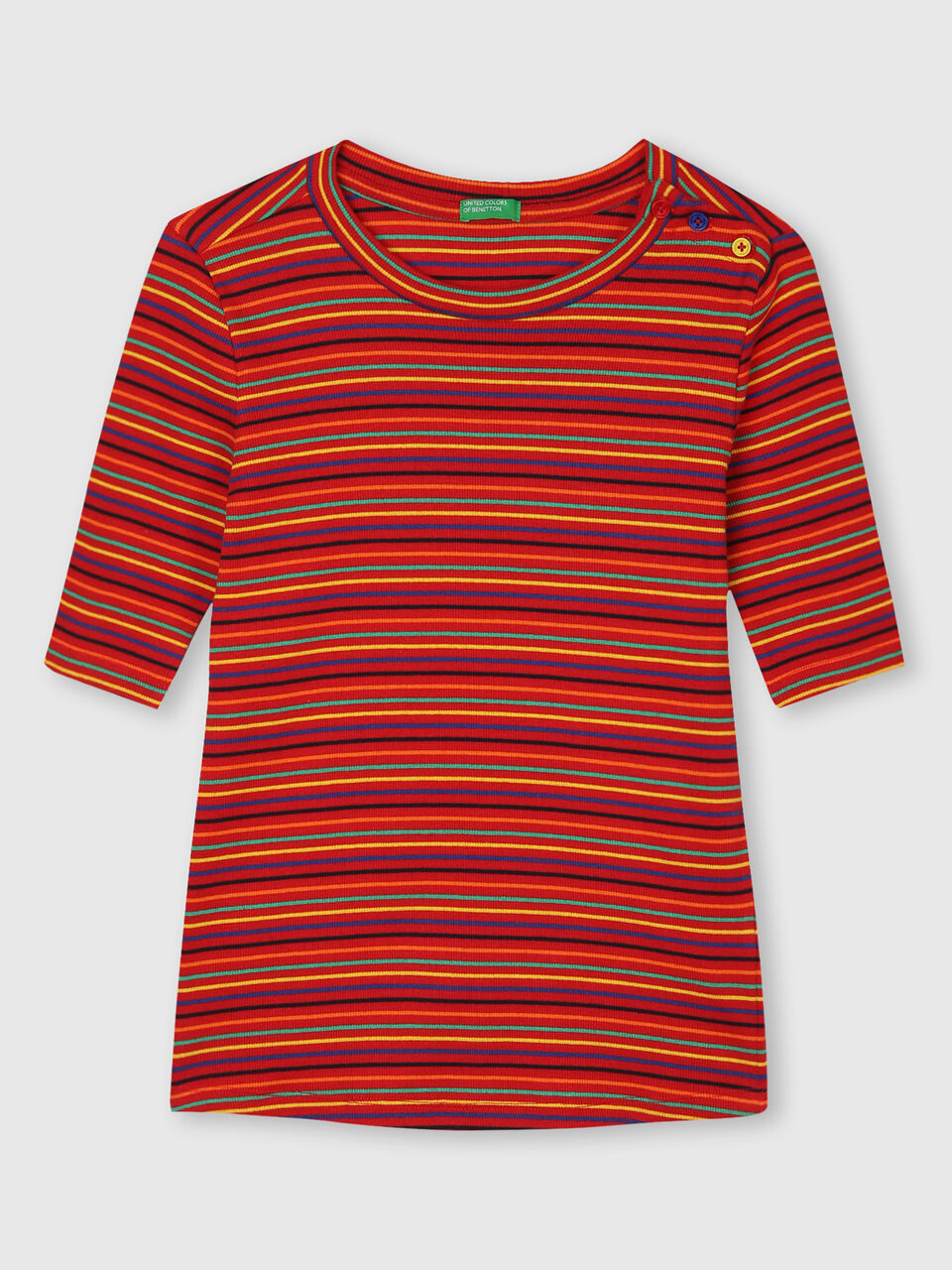 Rib Stripe Top with Shoulder Butin image number null