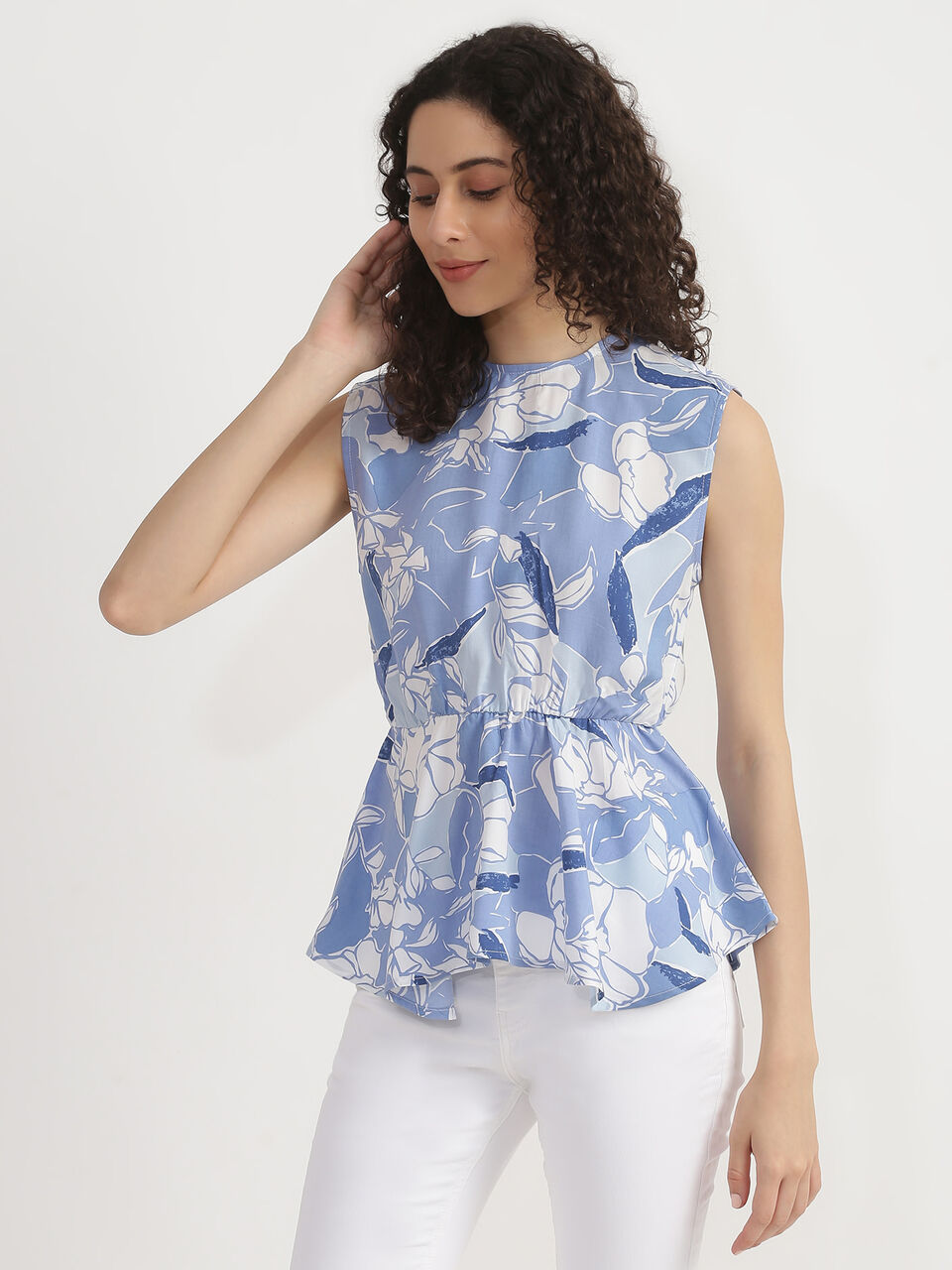 Long Sleeve High Low Peplum Top image number null