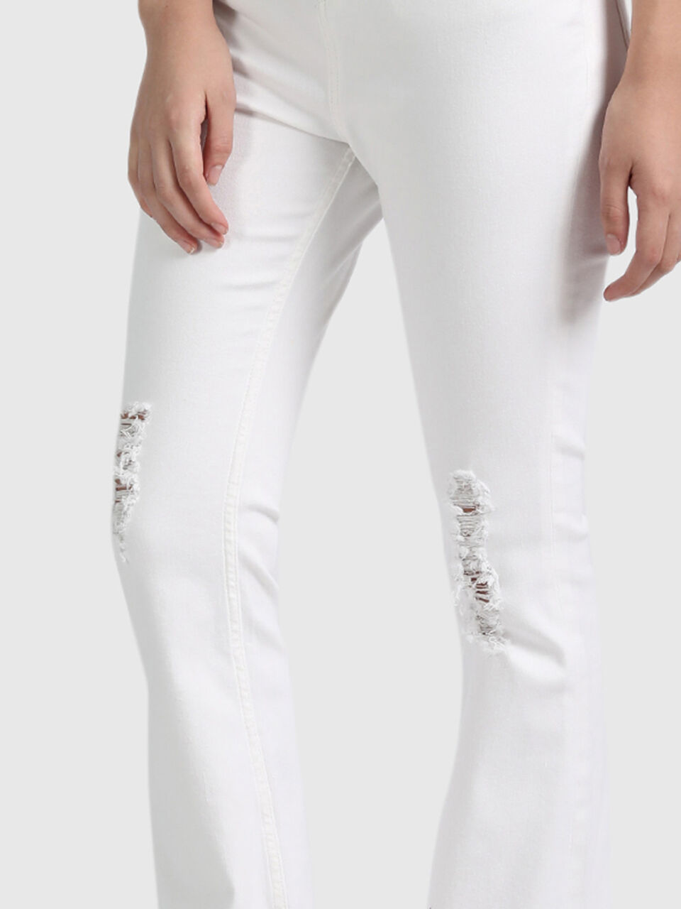 Cotton Bootleg Distress Pants image number null