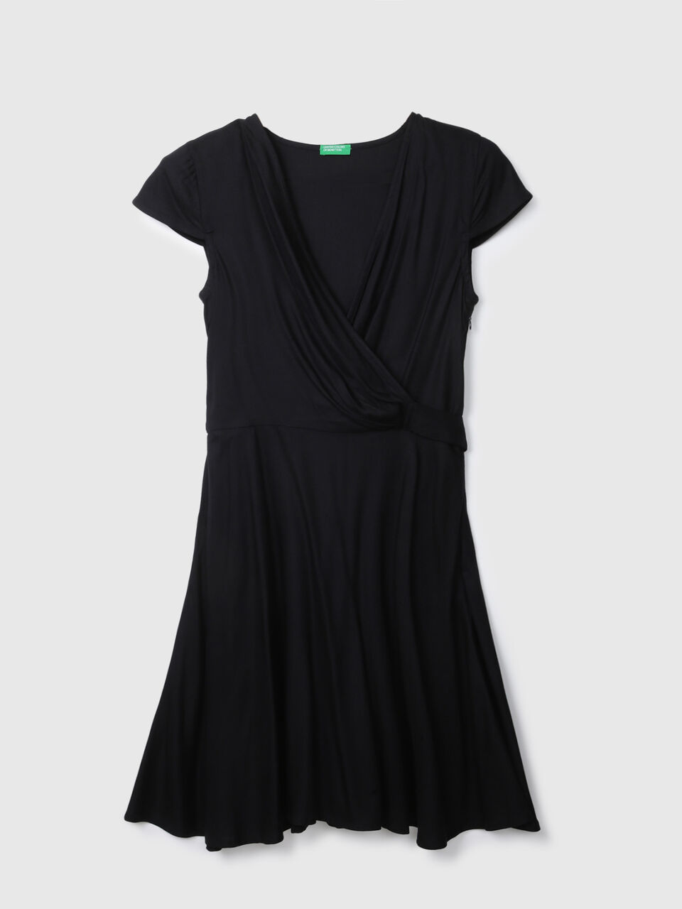 Short Sleeve Solid Wrap Dress image number 2