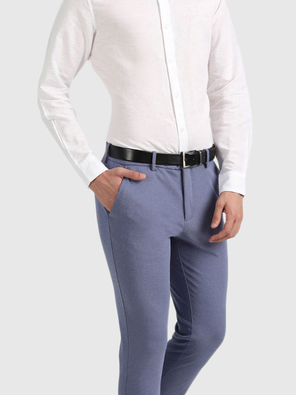 Polyester and Viscose Slim Fit Trousers image number null