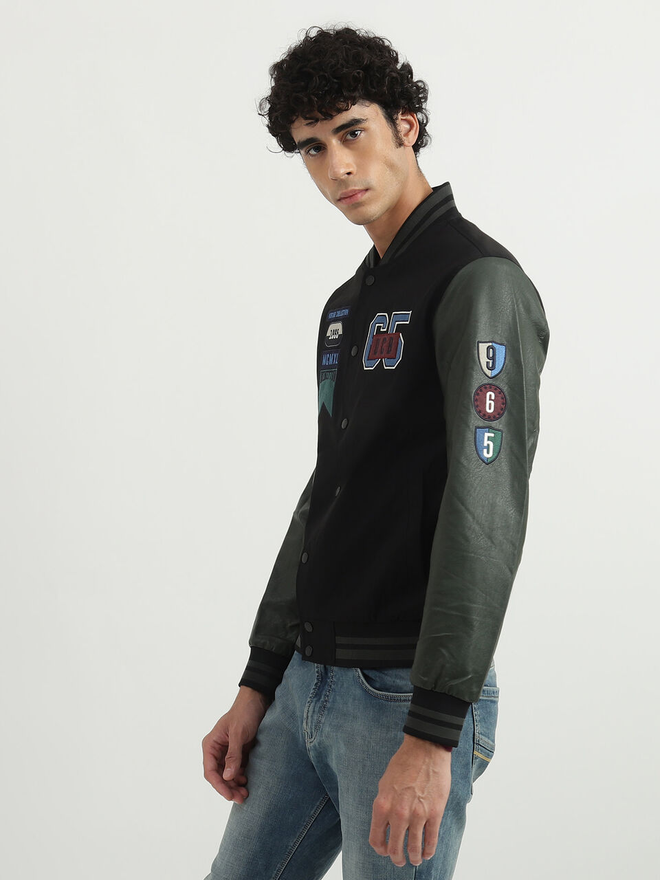 BADGED VARSITY JACKET image number null