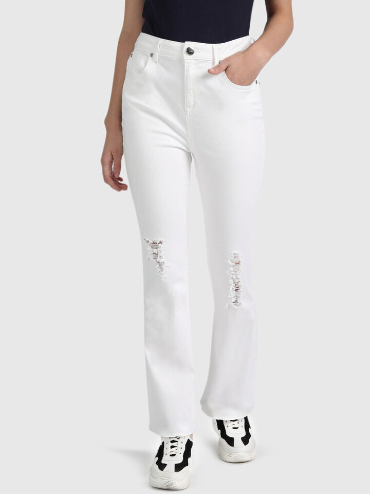 Cotton Bootleg Distress Pants