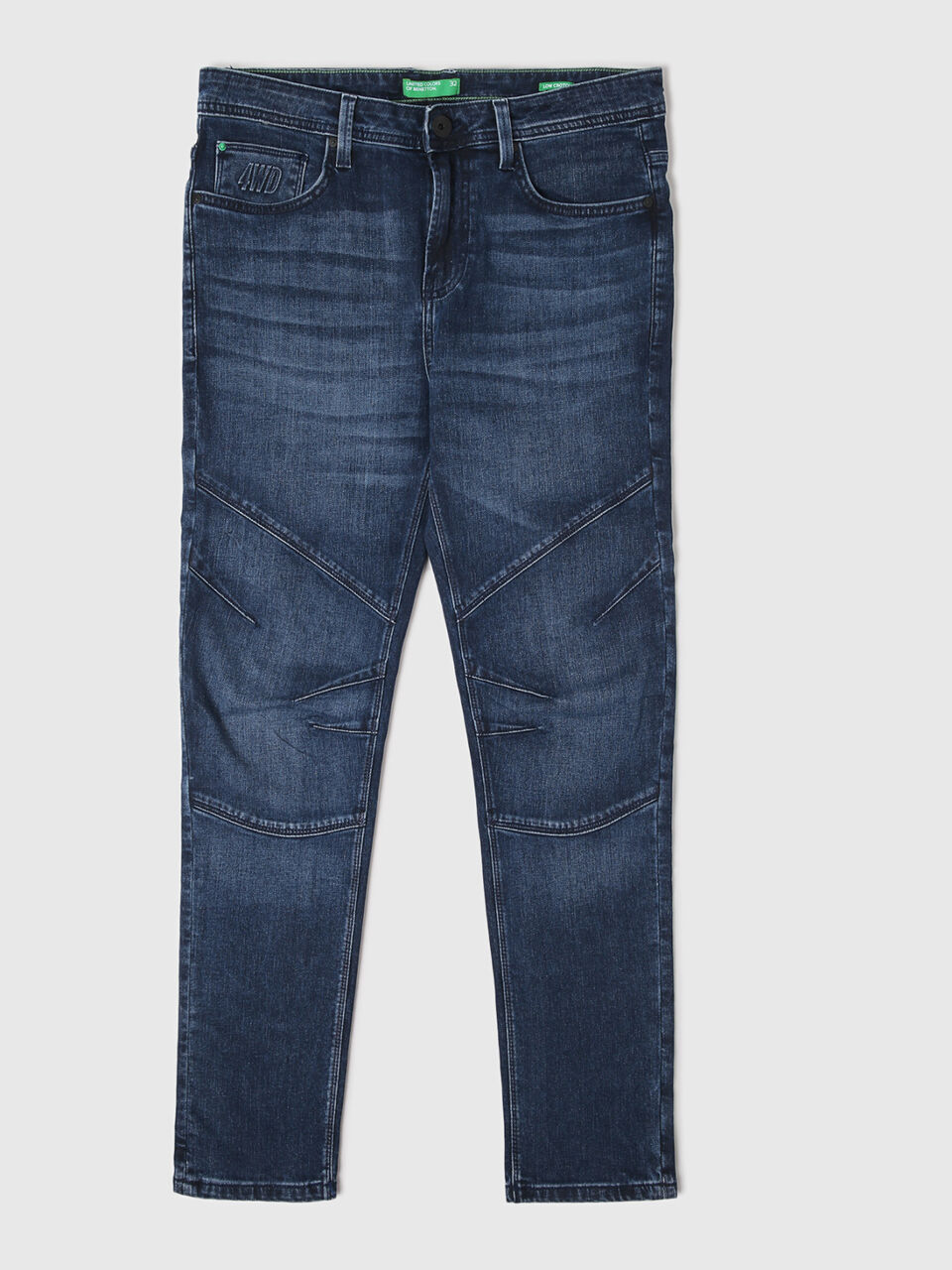 Mid Rise Low Crotch Stretch Biker Coated Blue Jeans-Solid image number 1