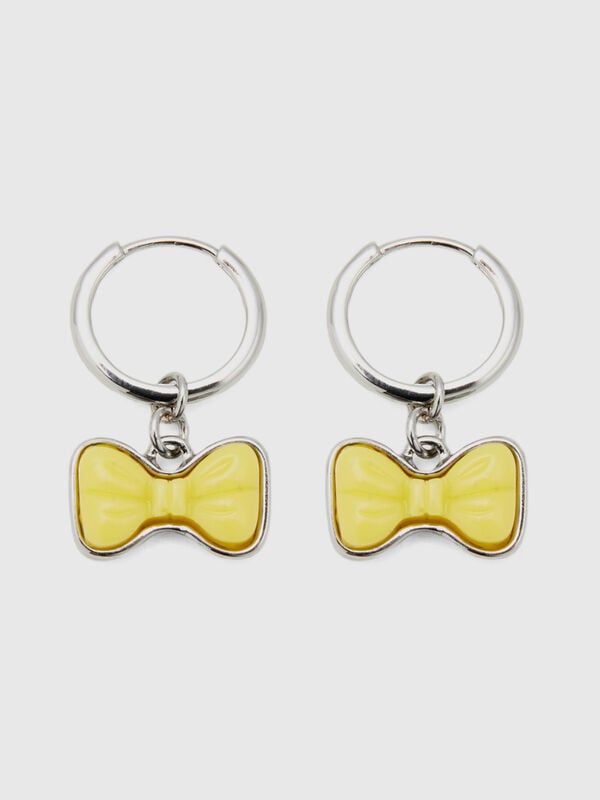 Hoop earrings with yellow bow Women