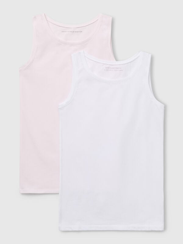 Two tank tops in super stretch cotton Junior Girl