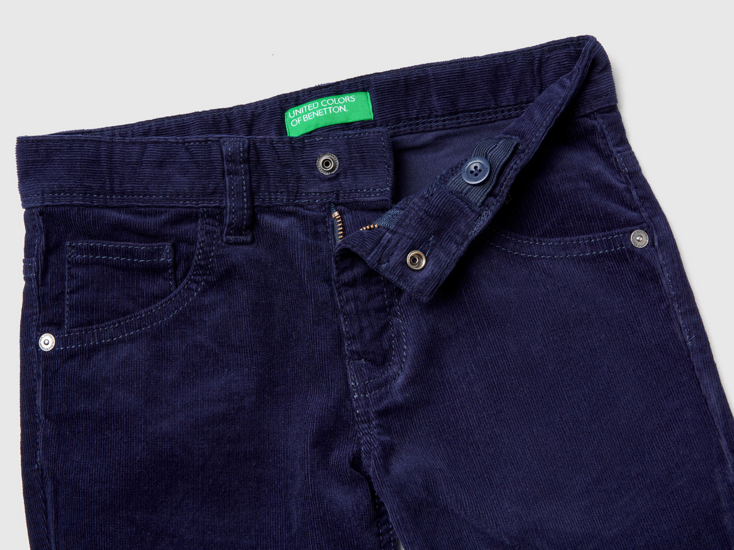 Slim fit stretch corduroy trousers Dark Blue Benetton