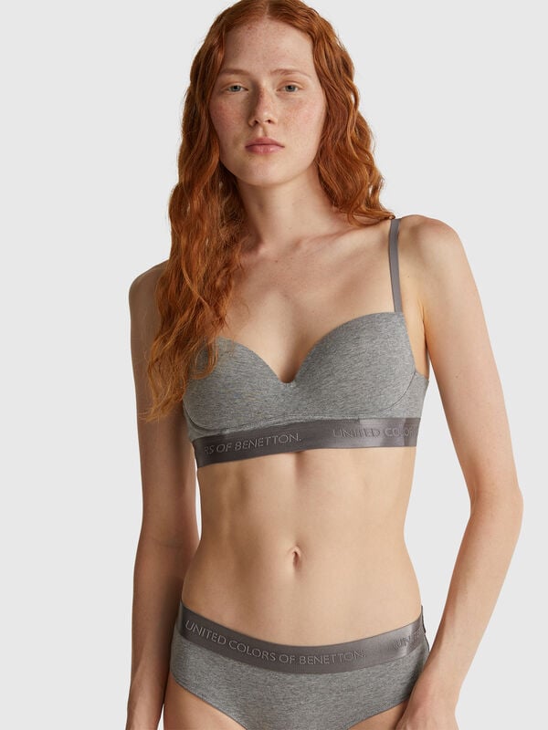 Padded bra in stretch cotton Women