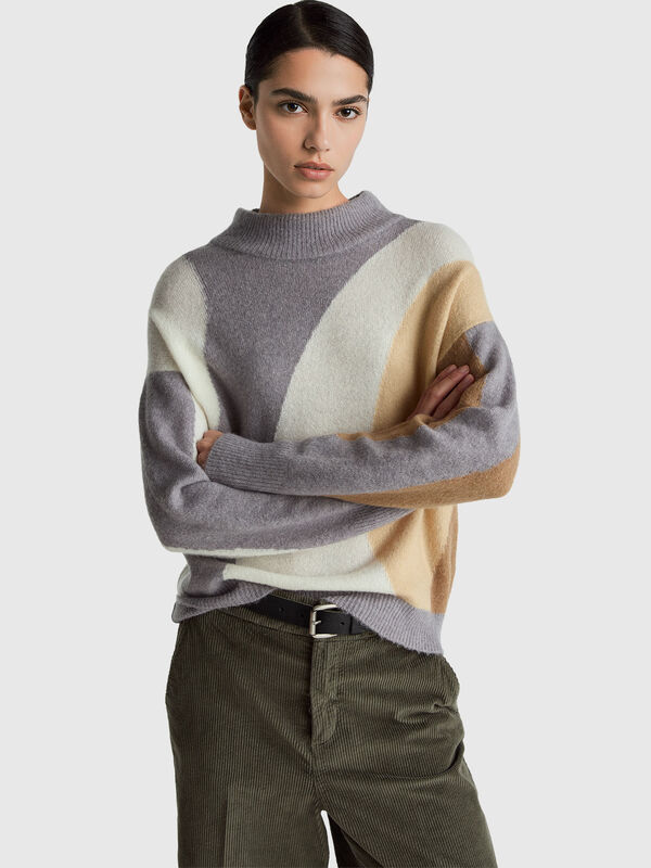 Boxy fit sweater with inlay Women