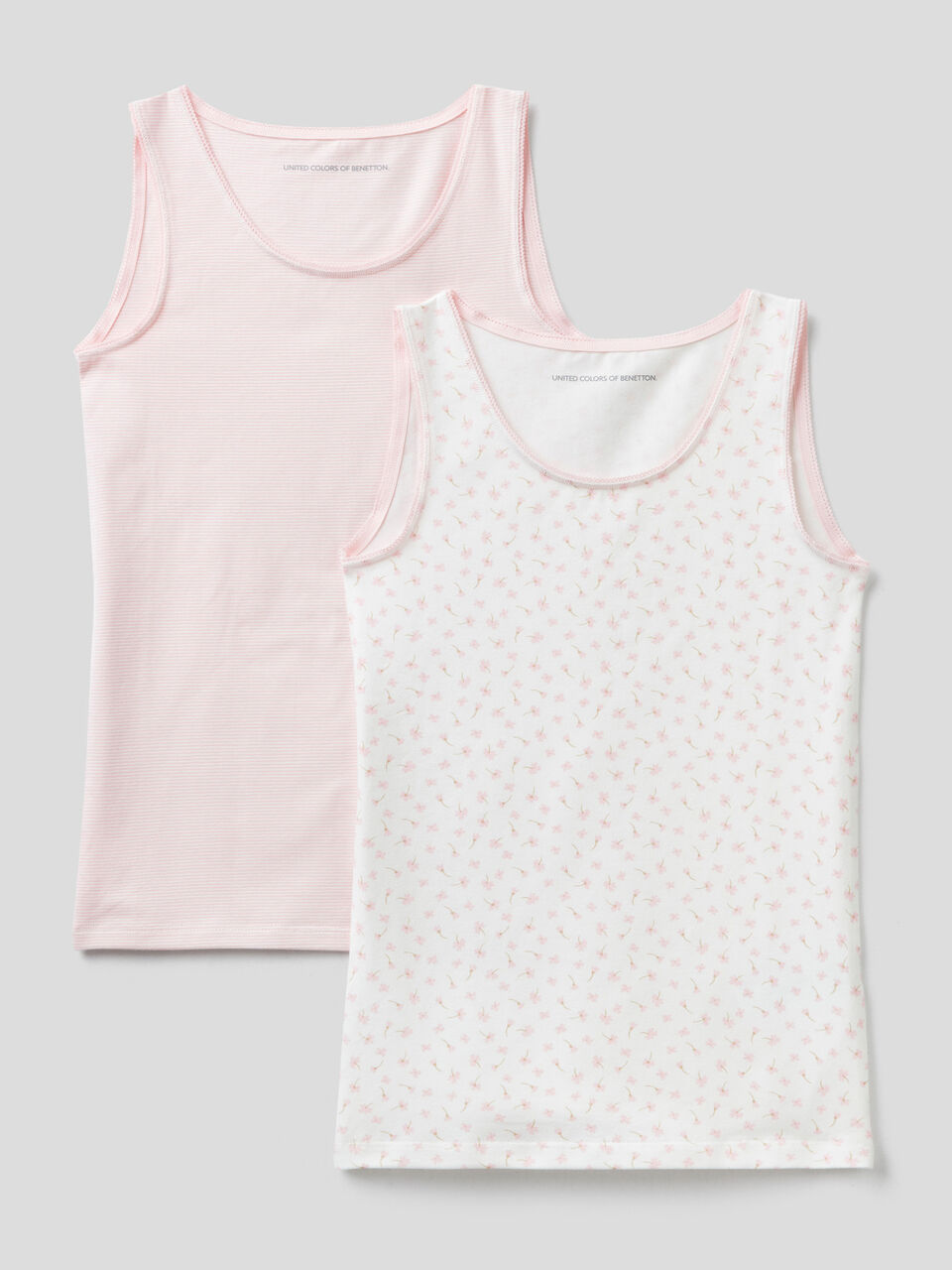Two patterned camisole tops in stretch cotton image number 1