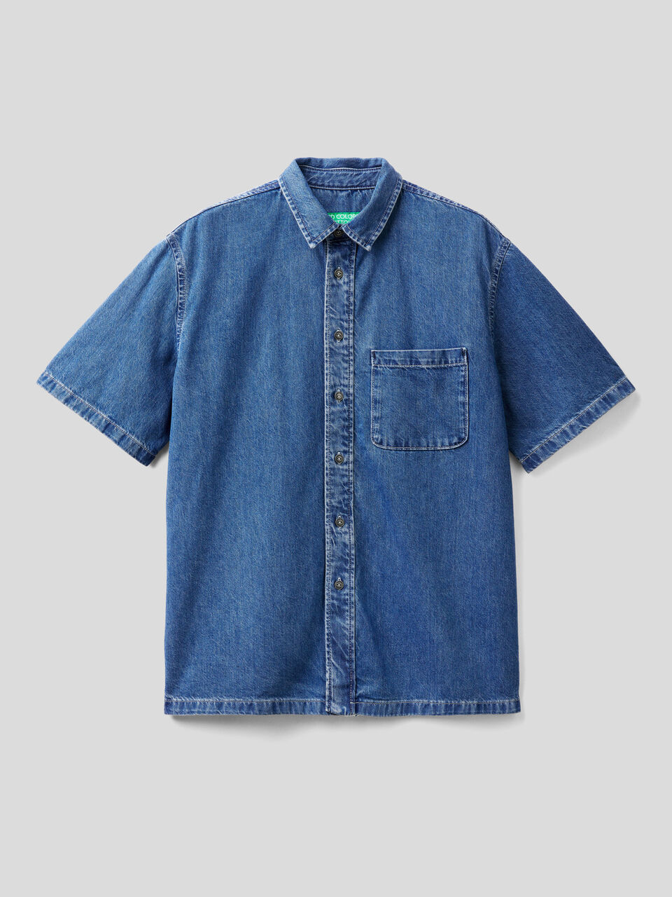 Short sleeve denim shirt image number 1
